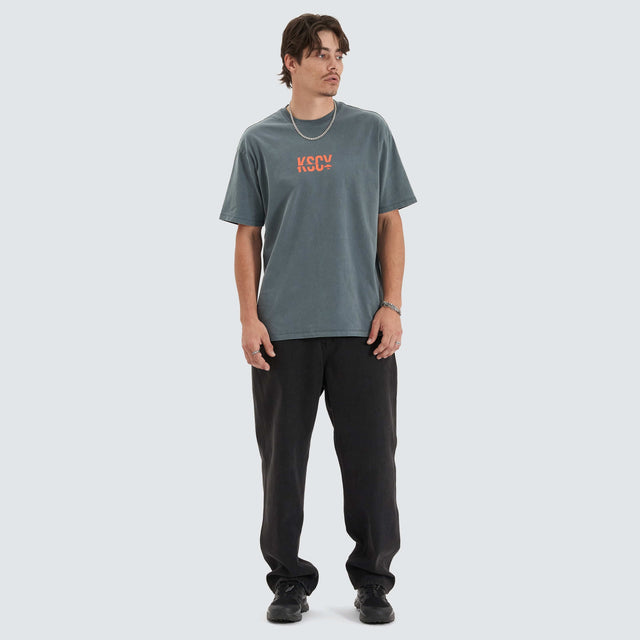 model wears Mystic Quest Box Fit Tee Pigment Turbulence T-Shirts Grey - image 6