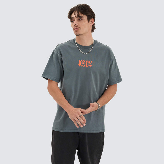 model wears Mystic Quest Box Fit Tee Pigment Turbulence T-Shirts Grey - image 2