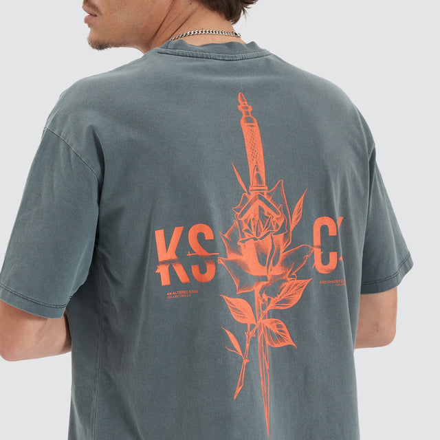 model wears Mystic Quest Box Fit Tee Pigment Turbulence T-Shirts Grey - image 4