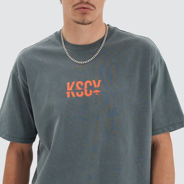 model wears Mystic Quest Box Fit Tee Pigment Turbulence T-Shirts Grey - image 5