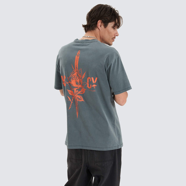 model wears Mystic Quest Box Fit Tee Pigment Turbulence T-Shirts Grey - image 1