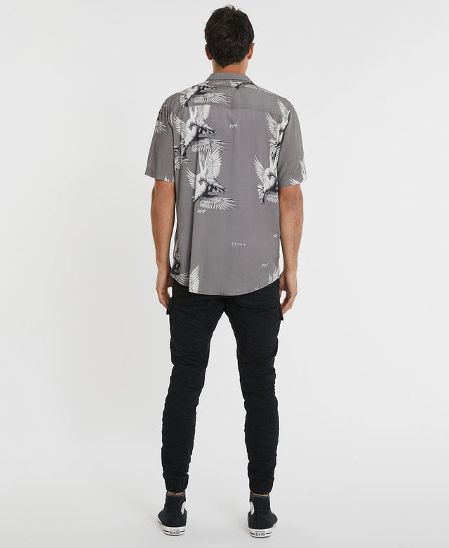 Kiss Chacey Pais Tropical Relaxed Short Sleeve Shirt Charcoal Grey