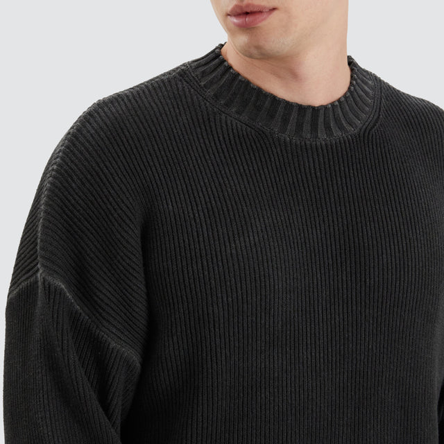 model wears Pershore Knit Jumper Oil Wash Black Jumpers Black - image 3