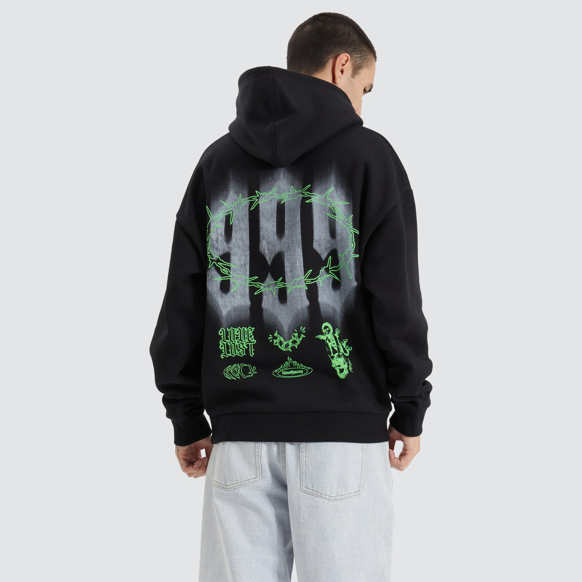 KSCY Prison Heavy Oversized Hoodie in Jet Black Neverland