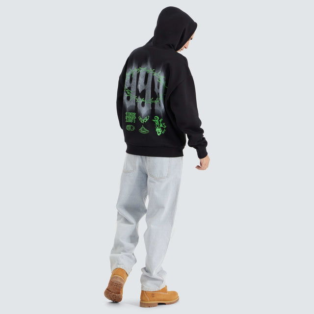 model wears Prison Heavy Oversized Hoodie Jet Black Hoodies Black - image 4