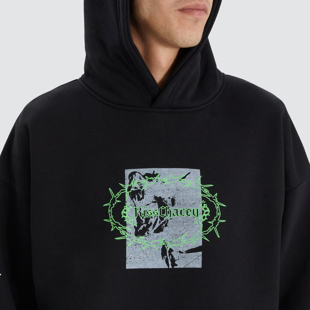 model wears Prison Heavy Oversized Hoodie Jet Black Hoodies Black - image 5
