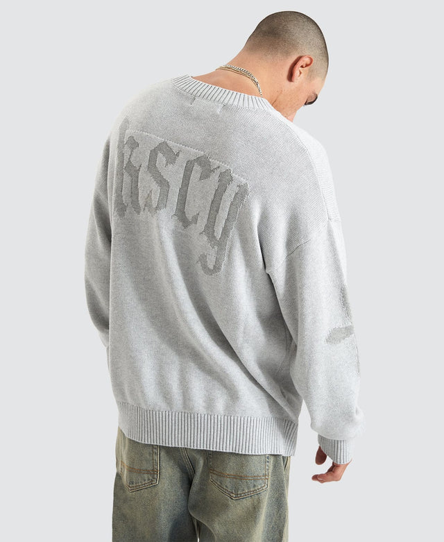 model wears Renowned Relaxed Chunky Knit Light Grey T-Shirts Grey - image 1