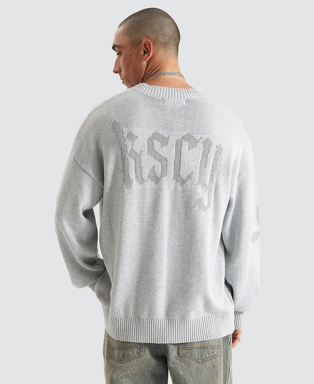 model wears Renowned Relaxed Chunky Knit Light Grey T-Shirts Grey - image 4