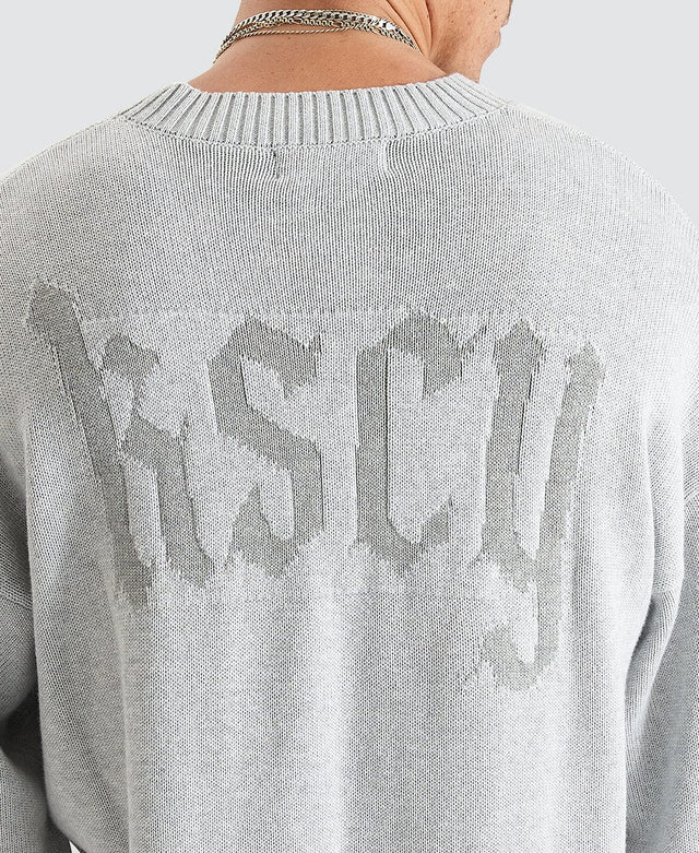 model wears Renowned Relaxed Chunky Knit Light Grey T-Shirts Grey - image 6