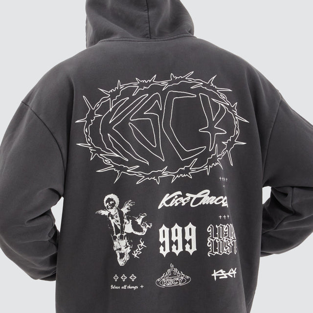 model wears Riftborne Heavy Relaxed Hoodie Pigment Asphalt Hoodies Grey - image 8