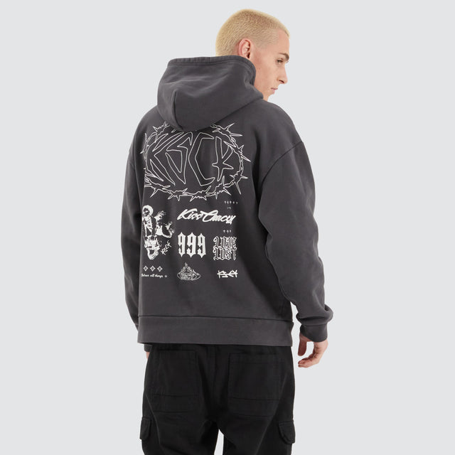 model wears Riftborne Heavy Relaxed Hoodie Pigment Asphalt Hoodies Grey - image 1