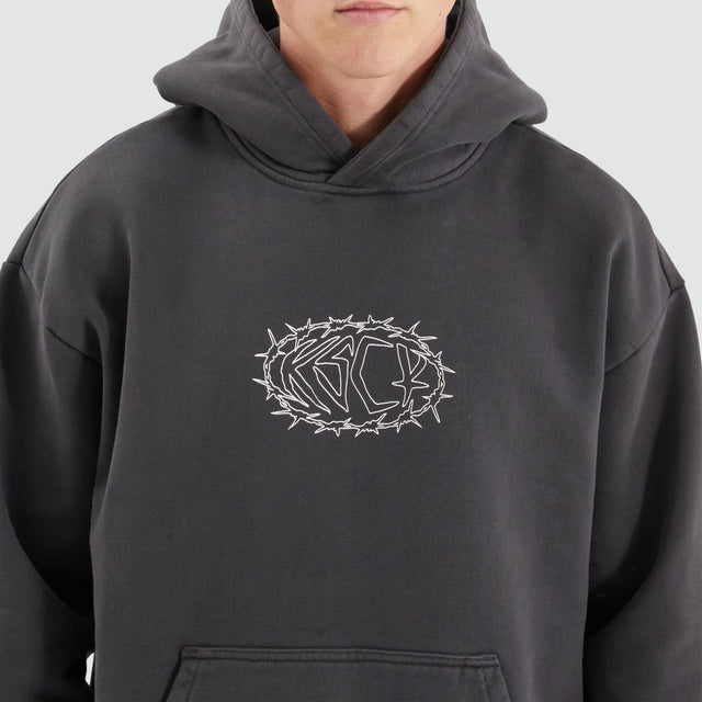 model wears Riftborne Heavy Relaxed Hoodie Pigment Asphalt Hoodies Grey - image 3