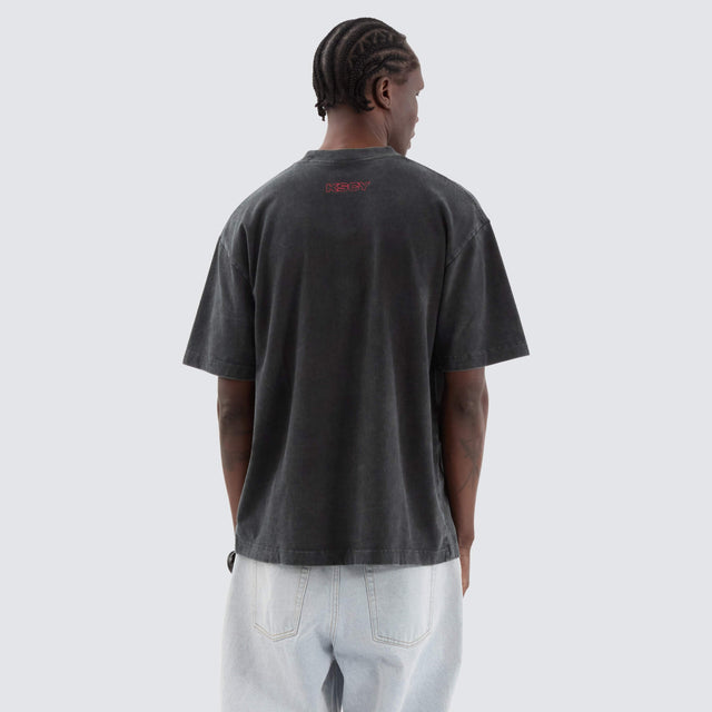 model wears Risk Street Tee Vintage Black T-Shirts Black - image 3