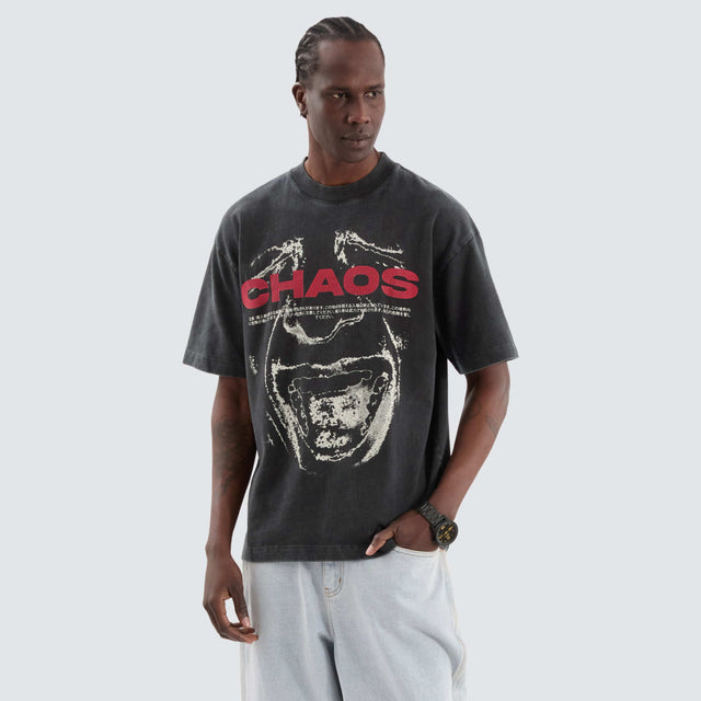 model wears Risk Street Tee Vintage Black T-Shirts Black - image 1