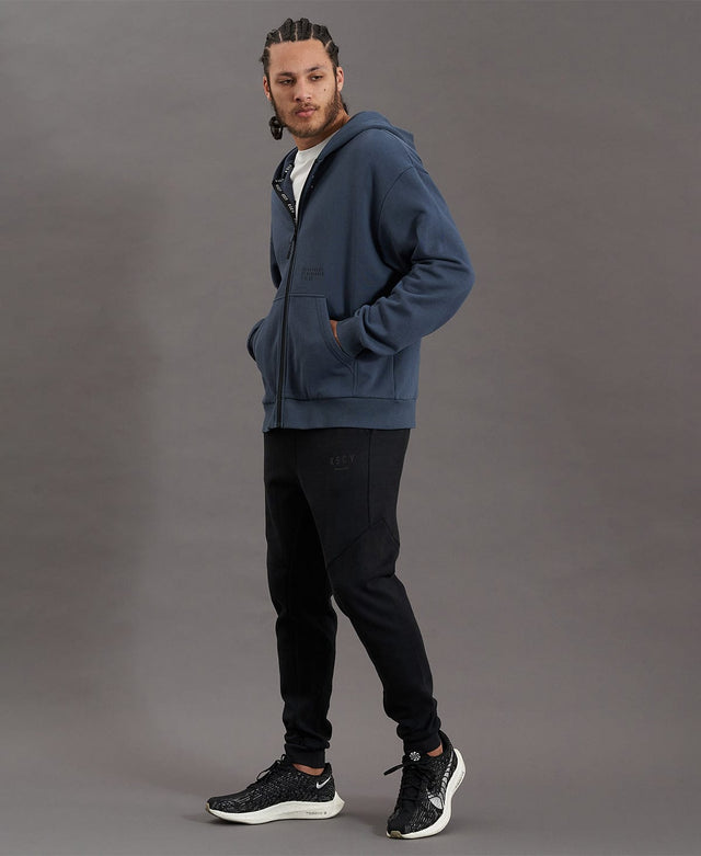 Kiss Chacey Rotation Zip Through Relaxed Hooded Jumper Orion Blue