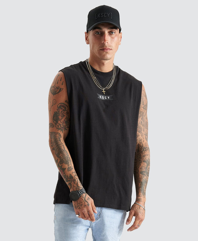model wears Rustic Relaxed Fit Muscle Jet Black Muscle Tees Black - image 1