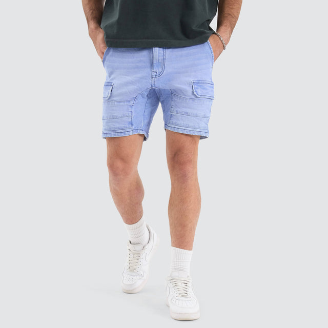 model wears Salem Cargo Short Crystal Blue Shorts Blue - image 1