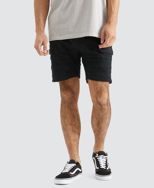 model wears Salem Cargo Shorts Overdyed Black Shorts Black - image 1