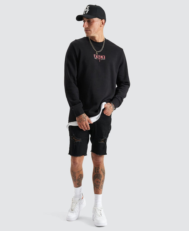 Kiss Chacey Santa Ana Layered Dual Curved Sweater - Jet Black BLACK