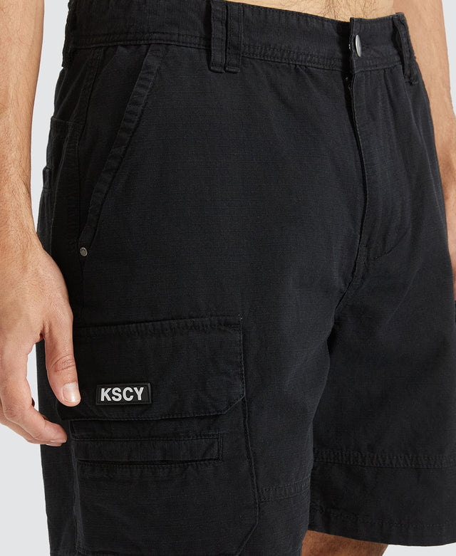 Kiss Chacey Saxon Ripstop Cargo Shorts Black