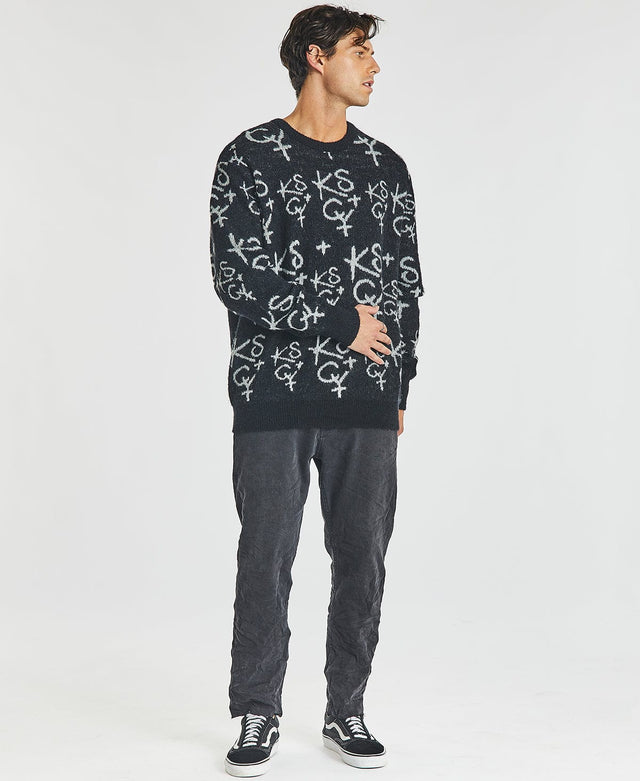 model wears Sunset Relaxed Knit Jumper Jet Black Knits Black - image 4