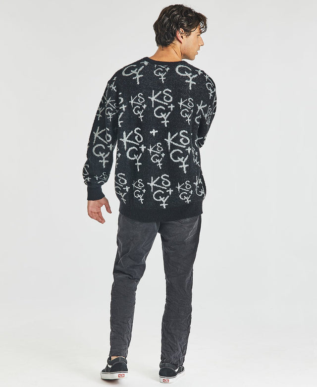 model wears Sunset Relaxed Knit Jumper Jet Black Knits Black - image 5