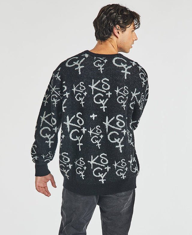 model wears Sunset Relaxed Knit Jumper Jet Black Knits Black - image 3