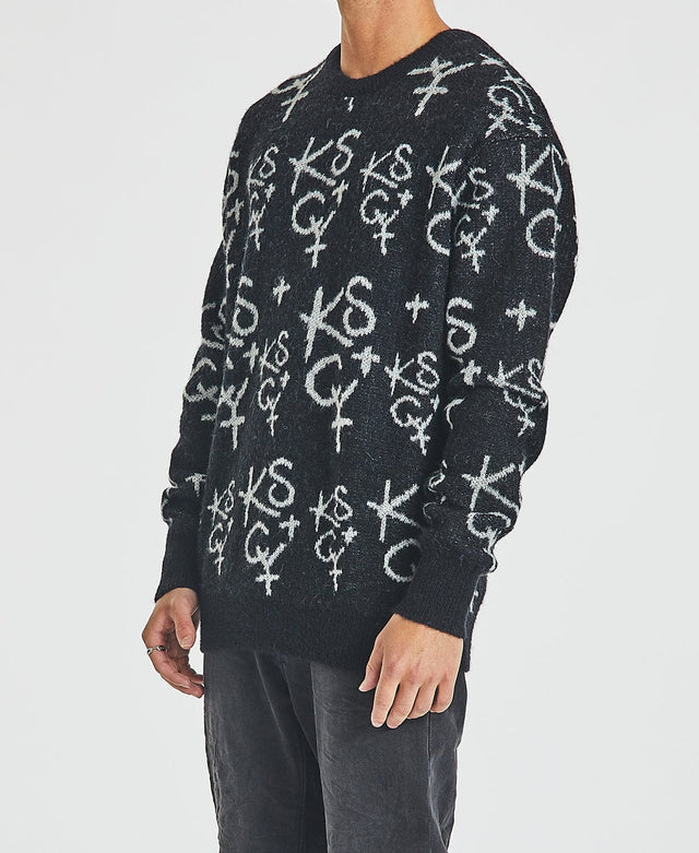 model wears Sunset Relaxed Knit Jumper Jet Black Knits Black - image 6