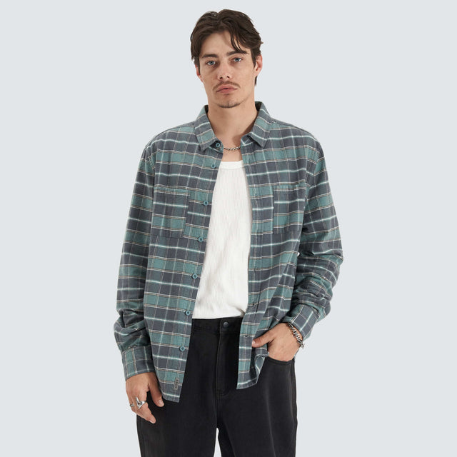 Kiss Chacey Tartan Tempo Longsleeve Shirt Spray Green Check