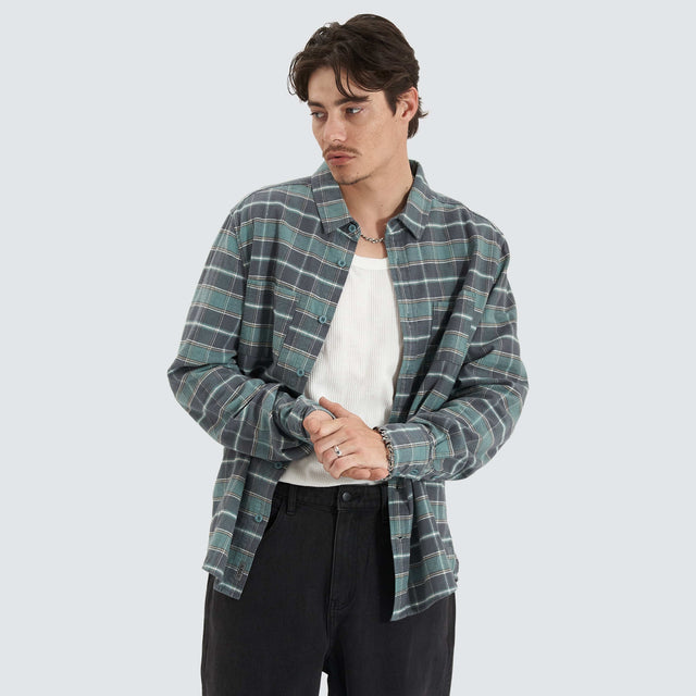 Kiss Chacey Tartan Tempo Longsleeve Shirt Spray Green Check