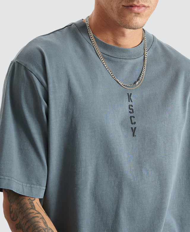 Kiss Chacey Trojan Heavy Oversized Tee - Pigment Stormy Weather BLUE