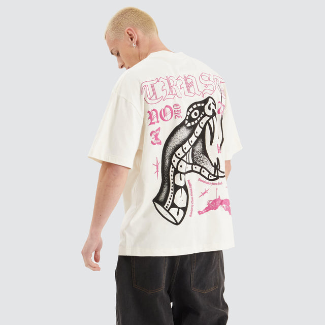 model wears Trust Street Tee Tofu T-Shirts Cream - image 2