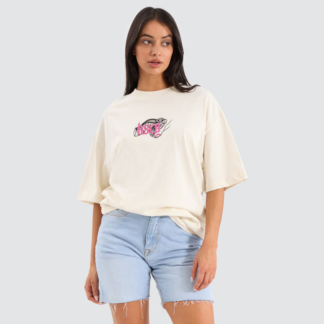 model wears Trust Street Tee Tofu T-Shirts Cream - image 3