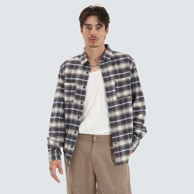 Kiss Chacey Worn-In LS Shirt Grey Check