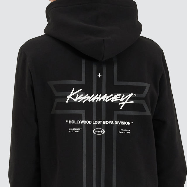 model wears Zenth Heavy Dual Curved Hoodie Jet Black Hoodies Black - image 6