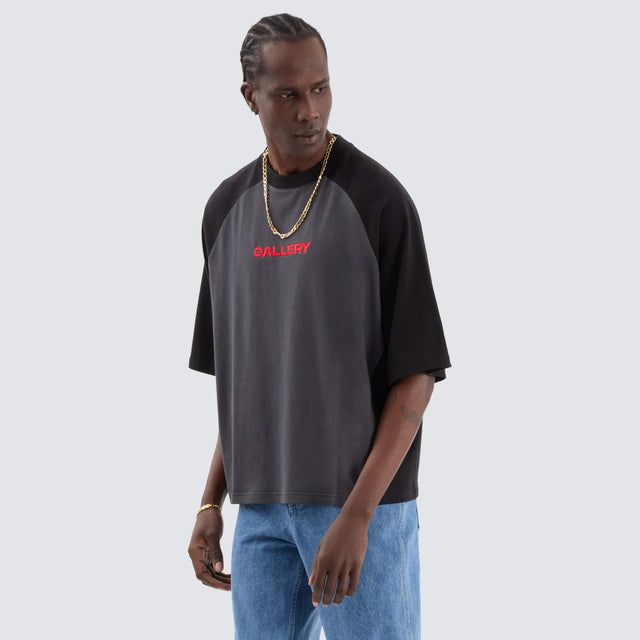 model wears Capsule Panel Tee Black/Asphalt T-Shirts Black - image 1