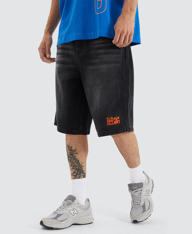 Mind Gallery Devil Longline Jorts Whisker Black