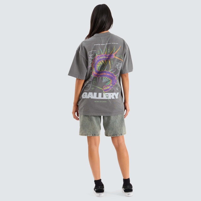 model wears Implant Heavy Street Fit Tee Pigment Steel Grey T-Shirts Grey - image 2