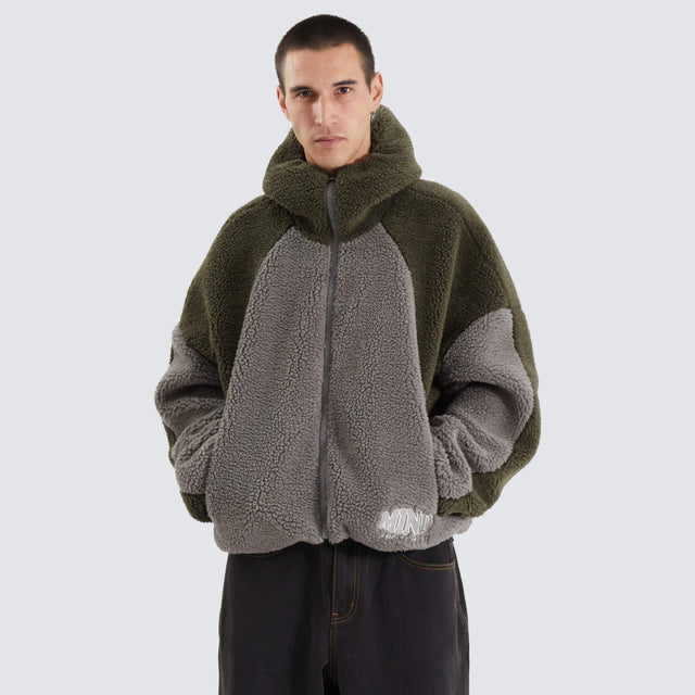 Mind Gallery Ninja Zip Through Sherpa Fleece Khaki/Alloy