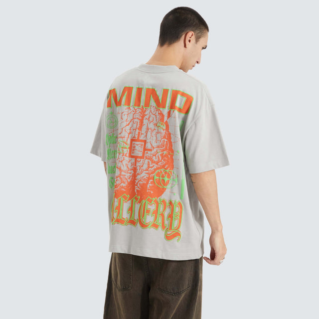 model wears Optic Nerve Extra Heavy Street Tee Pearl Blue T-Shirts Grey - image 1