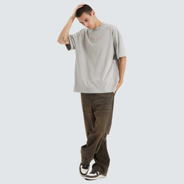 model wears Optic Nerve Extra Heavy Street Tee Pearl Blue T-Shirts Grey - image 4