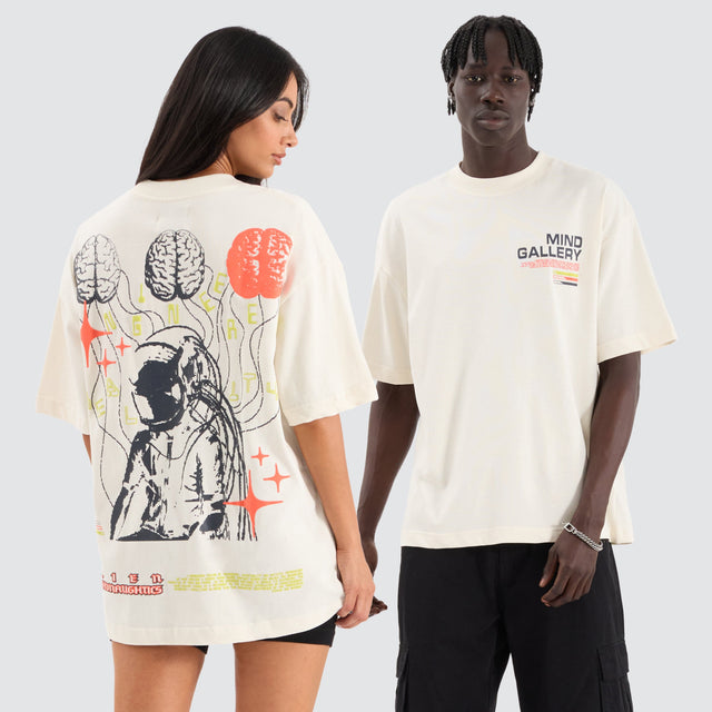model wears Reality Heavy Street Tee Tofu T-Shirts Cream - image 3