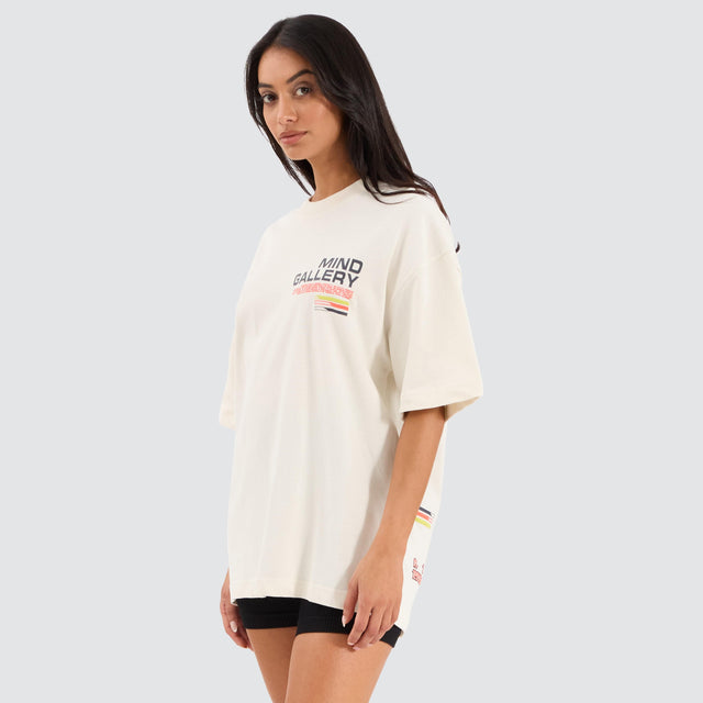 model wears Reality Heavy Street Tee Tofu T-Shirts Cream - image 4