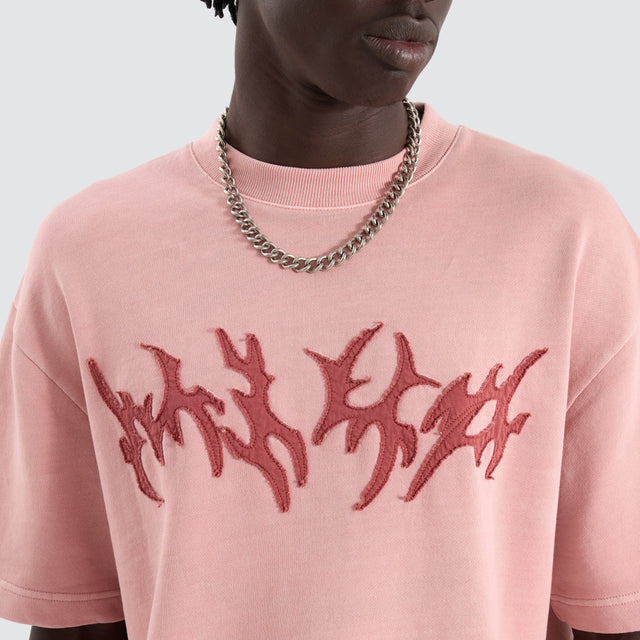 model wears Smashed Loopback Street Tee Acid Rose T-Shirts Pink - image 4