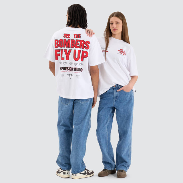 model wears Essendon Bombers AFL Heavy Raptor Tee Optical White T-Shirts White - image 4