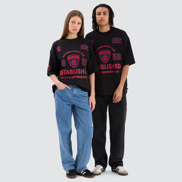 model wears Melbourne Demons AFL Mega Loopback Tee Jet Black T-Shirts Black - image 5