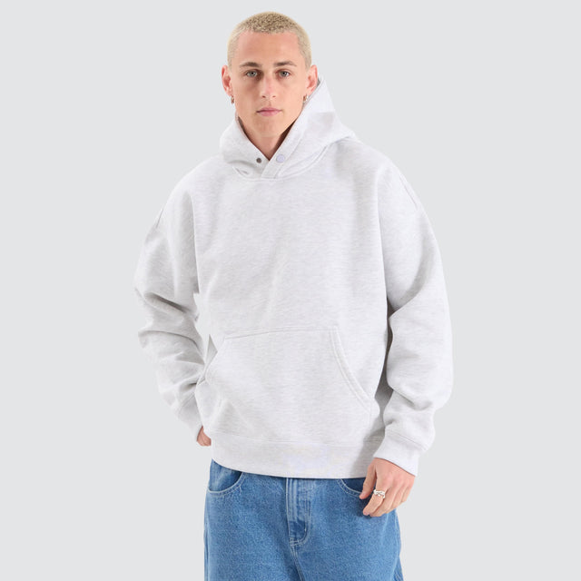 model wears Airdrie Box Fit Hoodie Snow Marle Hoodies White - image 2