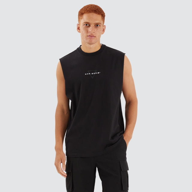 model wears Alarm Relaxed Muscle Jet Black Muscle Tees Black - image 1