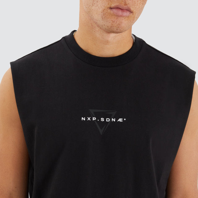 model wears Alarm Relaxed Muscle Jet Black Muscle Tees Black - image 3