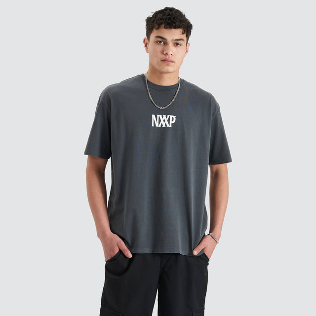 model wears Arctic Heavy Box Fit Tee Pigment Asphalt T-Shirts Grey - image 2